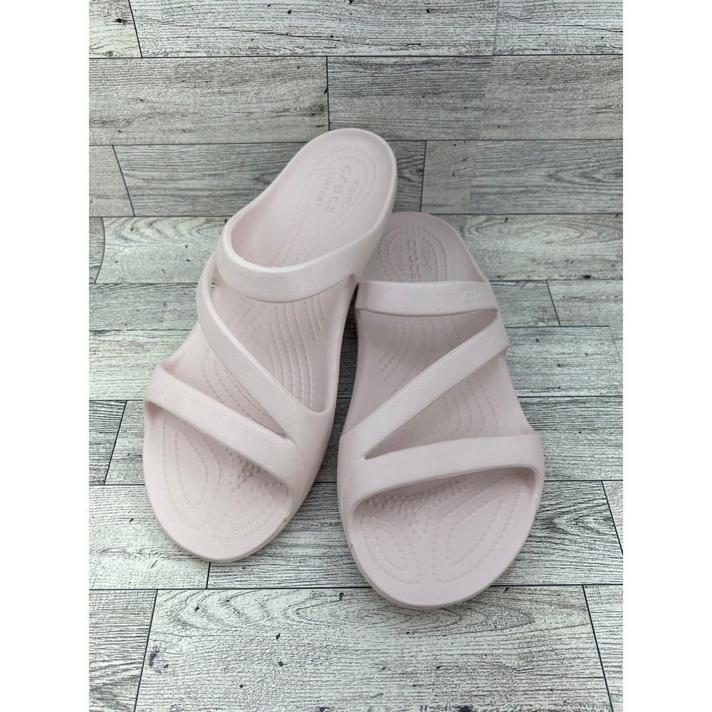 Crocs Swiftwater Sandal Women Sz 9 Pink Asymmetrical Strap Slides 206756
